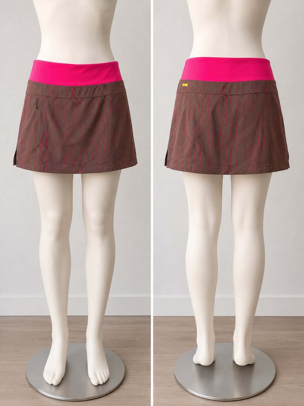 Lole Women's Athletic Skort Size M Brown Pink Striped Built-in Shorts